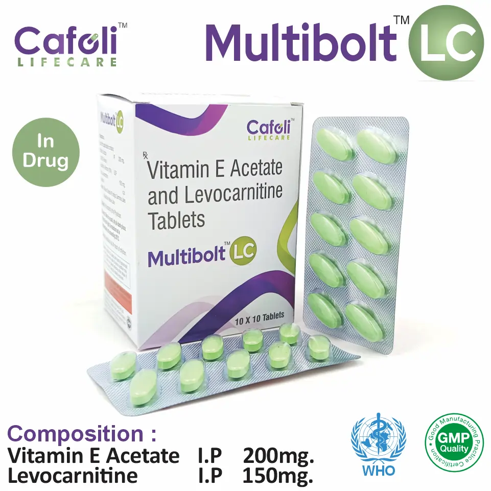 Tocopheryl Acetate 200mg + L-Carnitine-L-Tartarate 150mg | Best price for PCD Pharma Franchise | Antioxidant & energy support capsule
